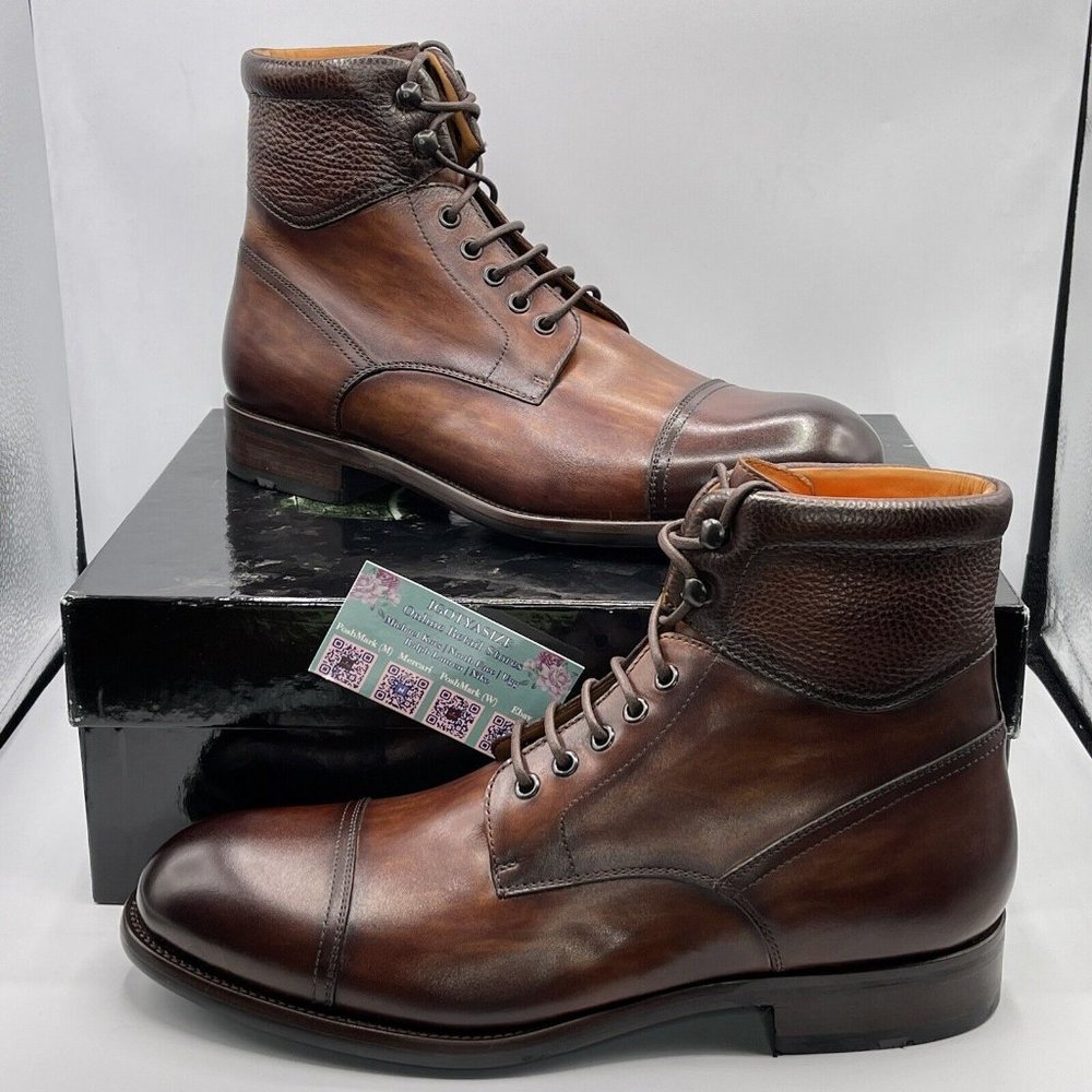 MAGNANNI PEYTON II 'MADE IN SPAIN' CALFSKIN LEATHER CAP TOE BOOT (SIZE 10.5)